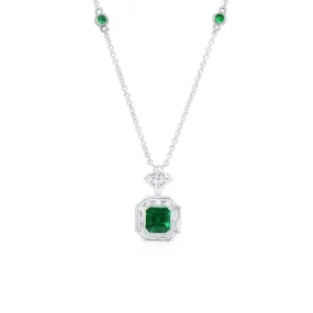 Natural Vivid Muzo Green Colombian Emerald Pendant, 0.84 Ct. (1.96 Ct. TW), GRS2023-079963,Emerald Pendant