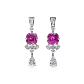 Natural Vivid Purplish Pink Sapphire Earrings, 6.50 Ct. (8.28 Ct. TW), JCEG01109338, Unheated,Sapphire Earrings