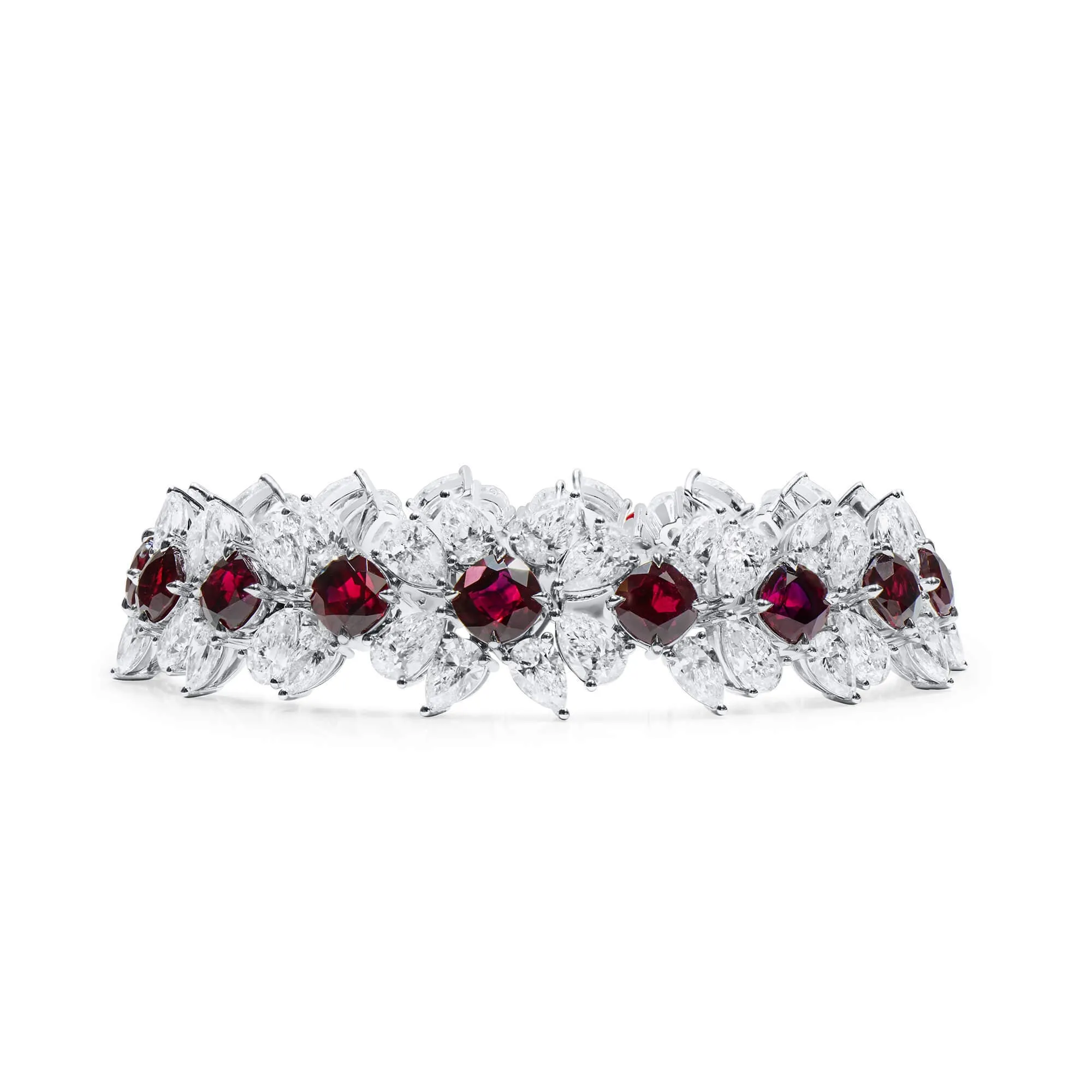 Natural Vivid Red Burma Ruby Bracelet, 37.10 Ct. TW, Cushion shape GRS Certified,Ruby Bracelet