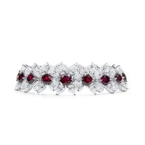 Natural Vivid Red Burma Ruby Bracelet, 37.10 Ct. TW, Cushion shape GRS Certified,Ruby Bracelet