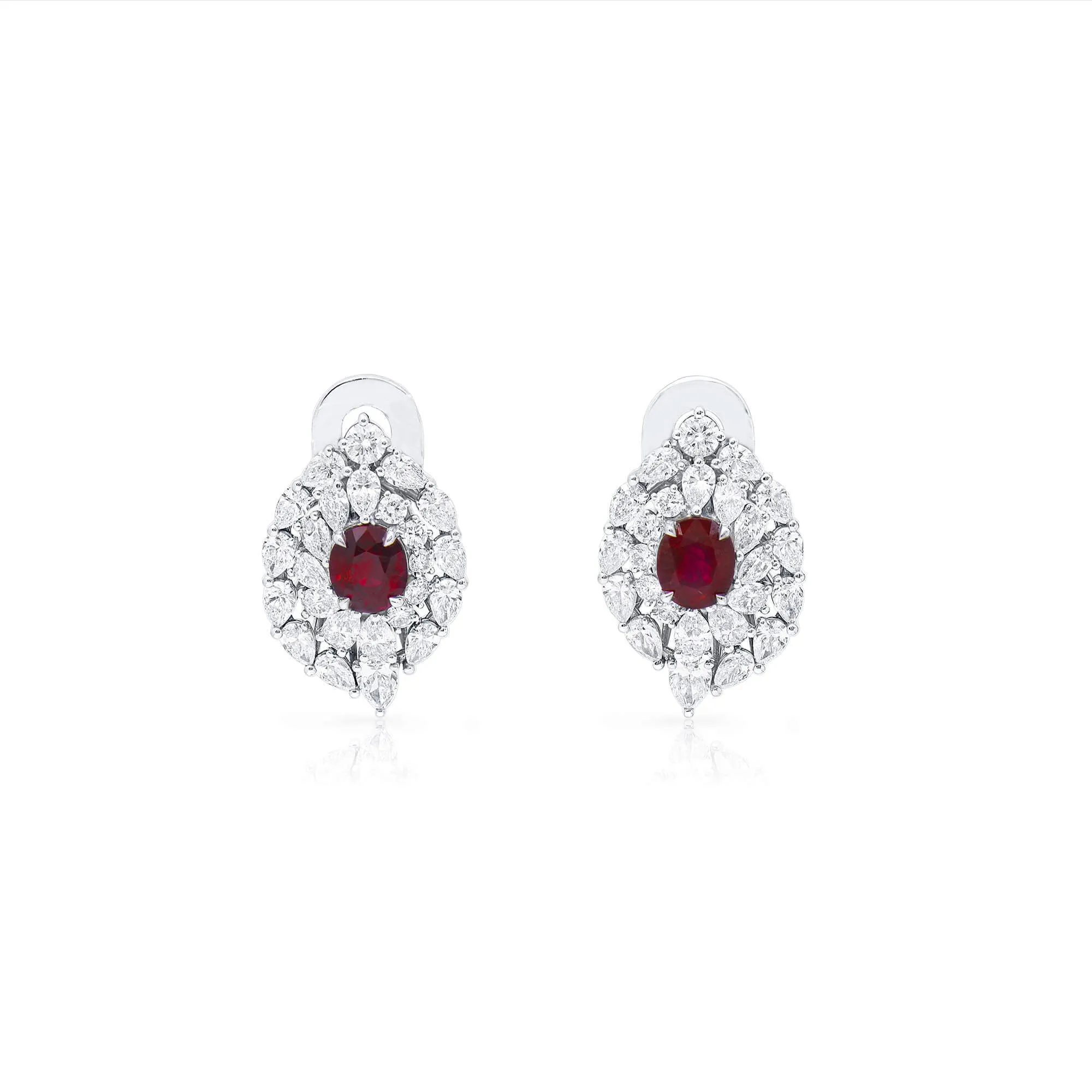 Natural Vivid Red Burma Ruby Earrings, 3.87 Ct. TW, GRS Certified, unheated,Ruby Earrings