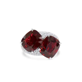 Natural Vivid Red Burma Spinel Ring, 11.62 Ct. TW, Cushion shape GRS Certified,Ruby Rings