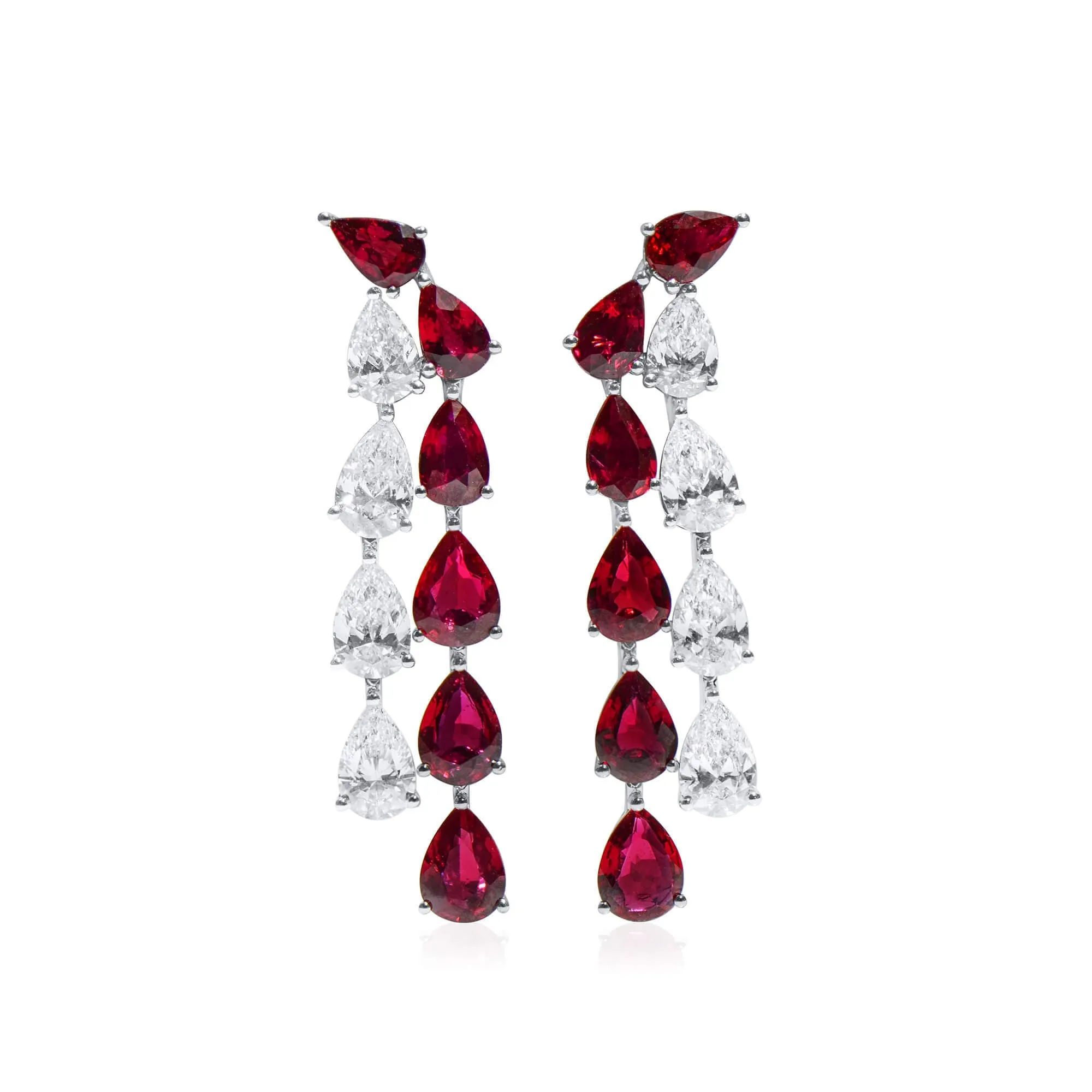Natural Vivid Red Mozambique Ruby Earrings, 10.66 Ct. TW, Pear shape GRS Certified,Ruby Earrings