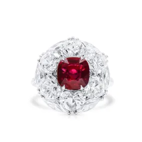 Natural Vivid Red Ruby and Diamond Ring, 2.62 Ct. (9.34 Ct. TW), GRS2023-058846, Unheated,Ruby Rings