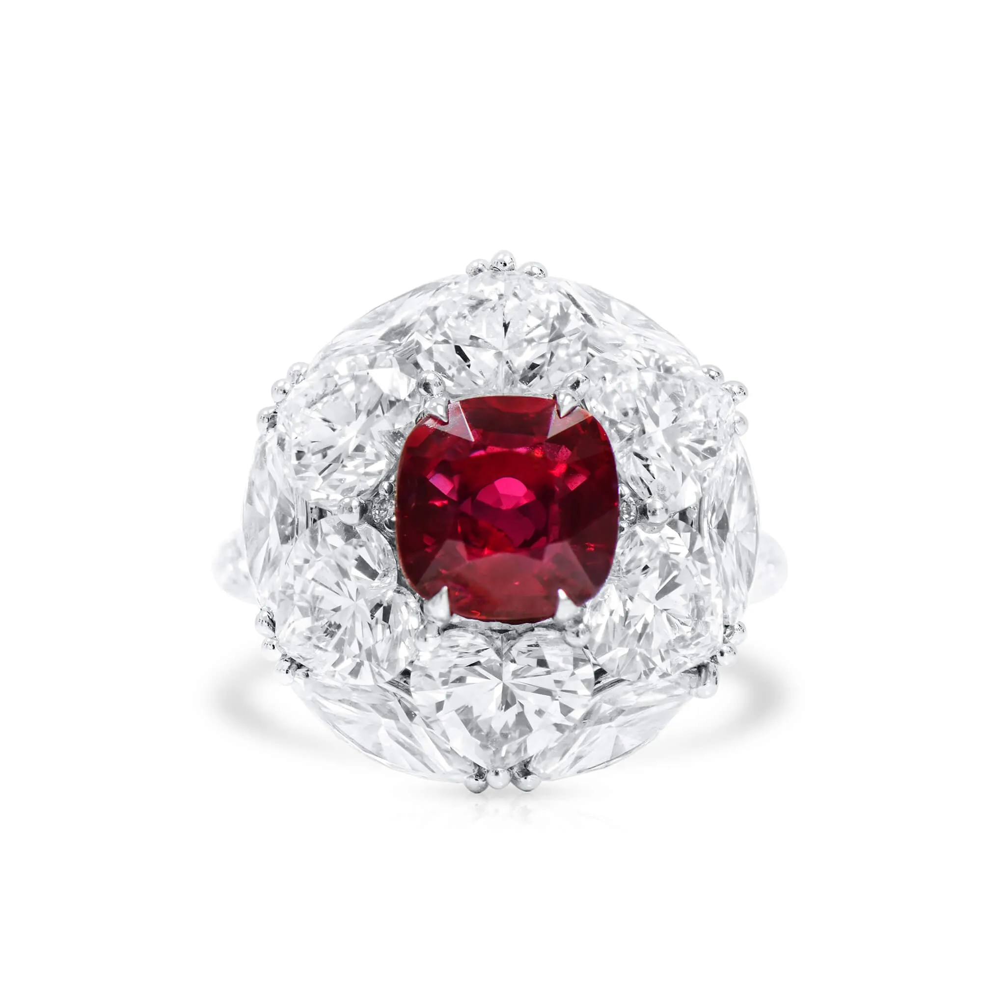 Natural Vivid Red Ruby and Diamond Ring, 2.62 Ct. (9.34 Ct. TW), GRS2023-058846, Unheated,Ruby Rings