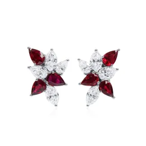 Natural Vivid Red Ruby Earrings, 5.80 Ct. TW, Pear shape GRS Certified,Ruby Earrings