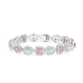 Pink And White Diamond Bracelet | 2.46 Ct. (7.36 Ct. TW), Mix shape, GIA Certified,Pink Diamond Bracelet