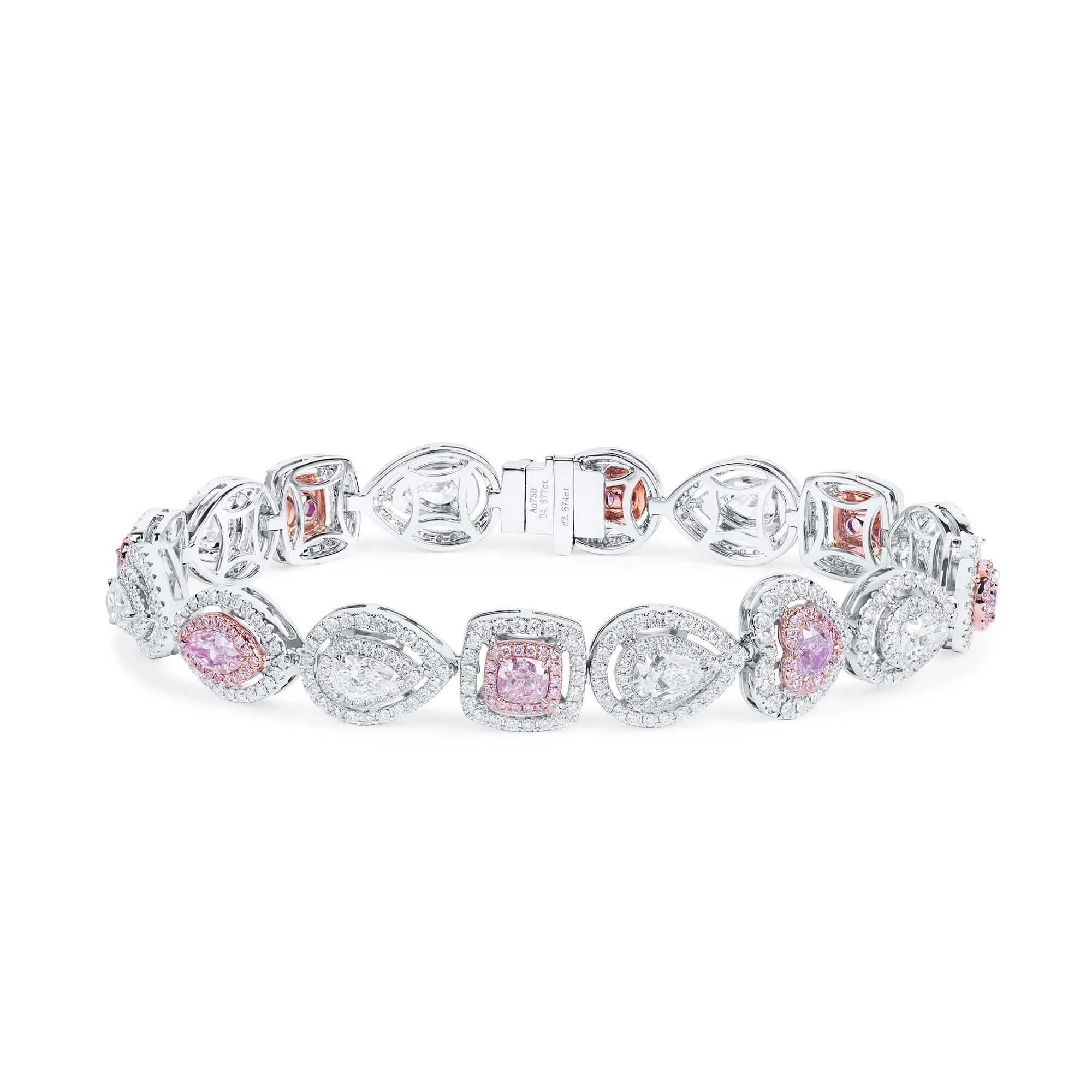 Pink And White Diamond Bracelet | 2.46 Ct. (7.36 Ct. TW), Mix shape, GIA Certified,Pink Diamond Bracelet