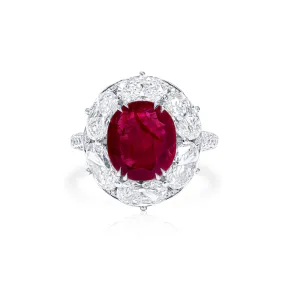Red Burmese Ruby Ring, 4.02 Ct. (9.54 Ct. TW), Unheated, GRS2024-038485,Ruby Rings