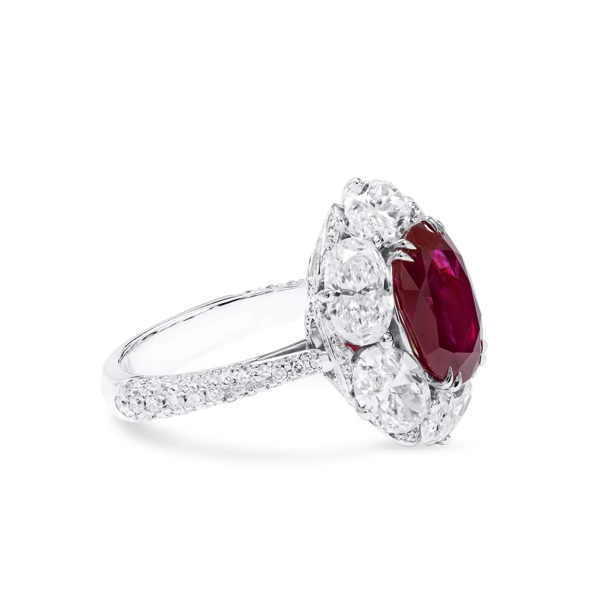 Red Burmese Ruby Ring, 4.02 Ct. (9.54 Ct. TW), Unheated, GRS2024-038485,Ruby Rings