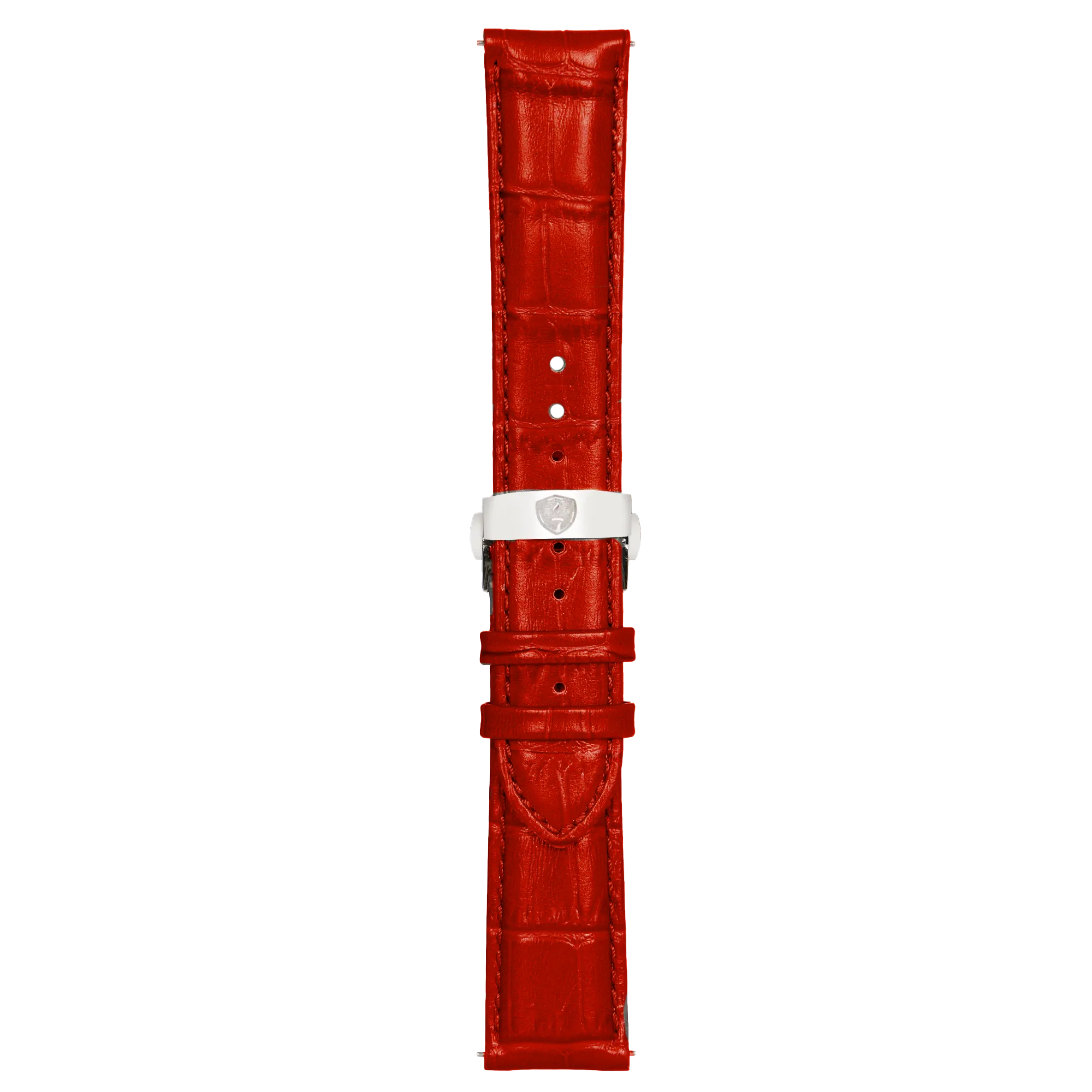 Red Calfskin Leather Band w/ Silver Accent,Premium watch strap