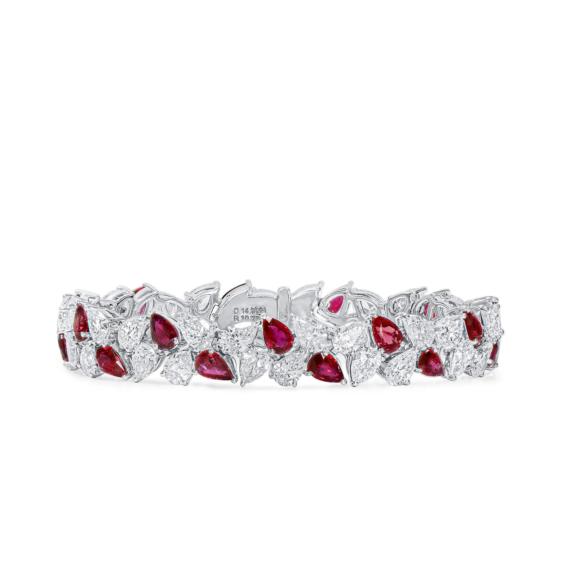 Red Ruby Bracelet, 25.17 Ct. TW, Pear shape GIA Certified,Ruby Bracelet
