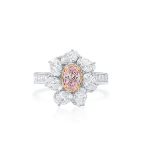 Very Light Pink and White Diamond Ring,0.50 Ct. (3.09 Ct. TW), Oval Shape, GIA Certified, 2225230737,Rings Colored Diamond