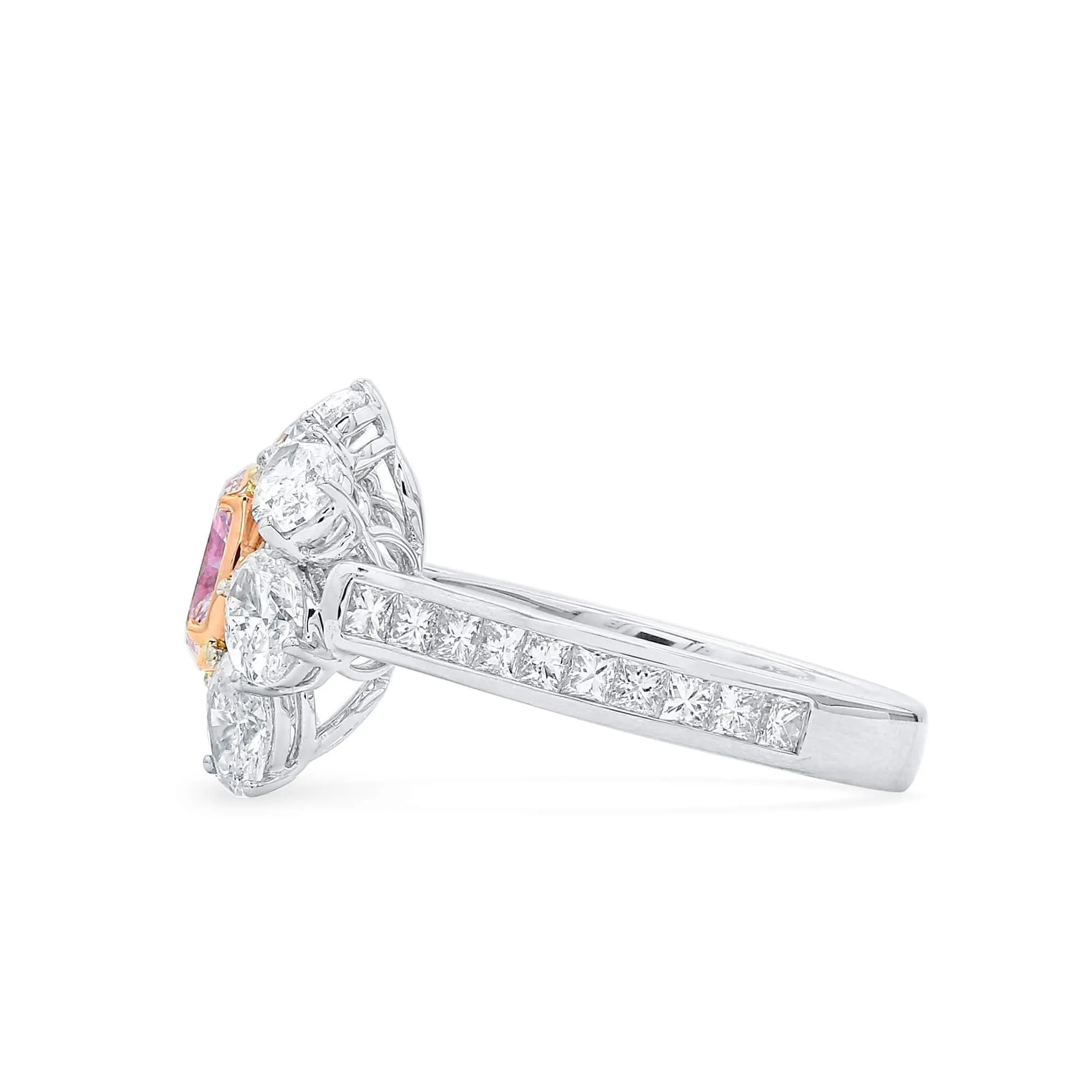 Very Light Pink and White Diamond Ring,0.50 Ct. (3.09 Ct. TW), Oval Shape, GIA Certified, 2225230737,Rings Colored Diamond