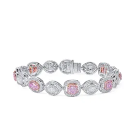 Very Light Pink Diamond Bracelet, 6.58 Ct. TW, Pear shape, GIA Certified,Pink Diamond Bracelet