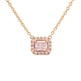 Very Light Pink Diamond Pendant, 0.56 Ct. TW, Radiant shape, GIA Certified,Pendant&Necklace
