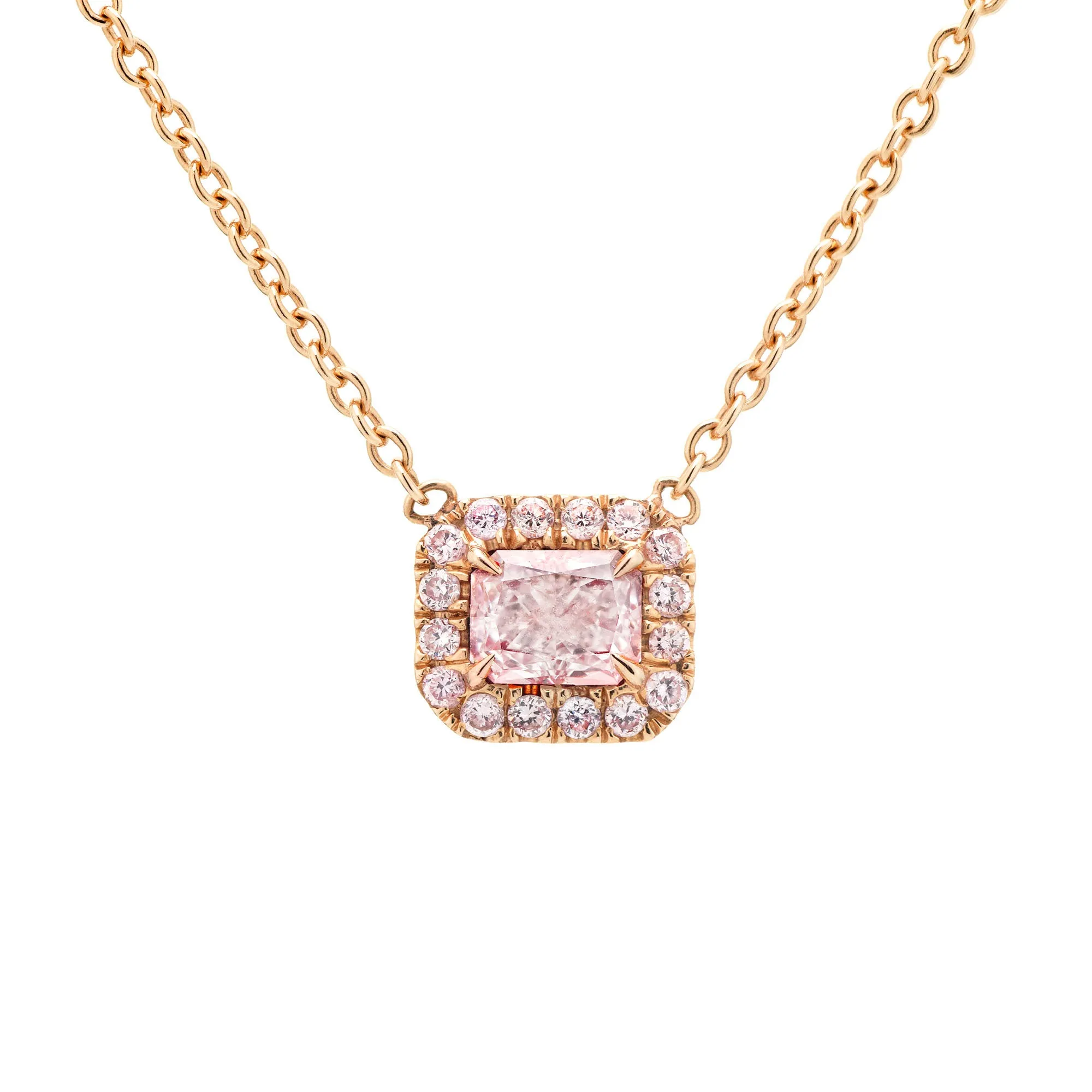 Very Light Pink Diamond Pendant, 0.56 Ct. TW, Radiant shape, GIA Certified,Pendant&Necklace