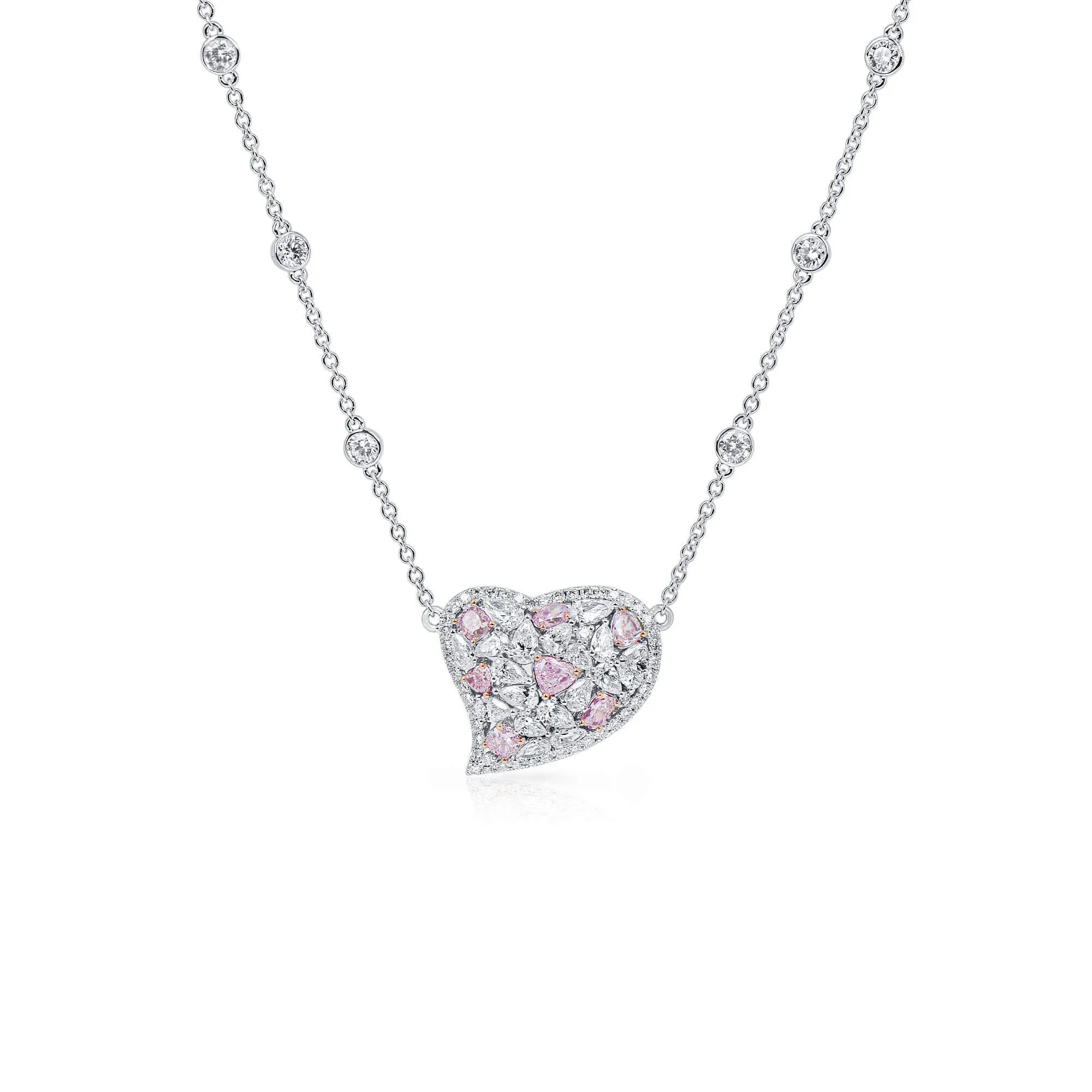 Very Light Pink Diamond Pendant, 4.70 Ct. TW, MIX shape,Pendant&Necklace