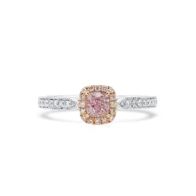 Very Light Pink Diamond Ring, 0.74 Ct. TW, Cushion shape, GIA Certified,Rings Colored Diamond