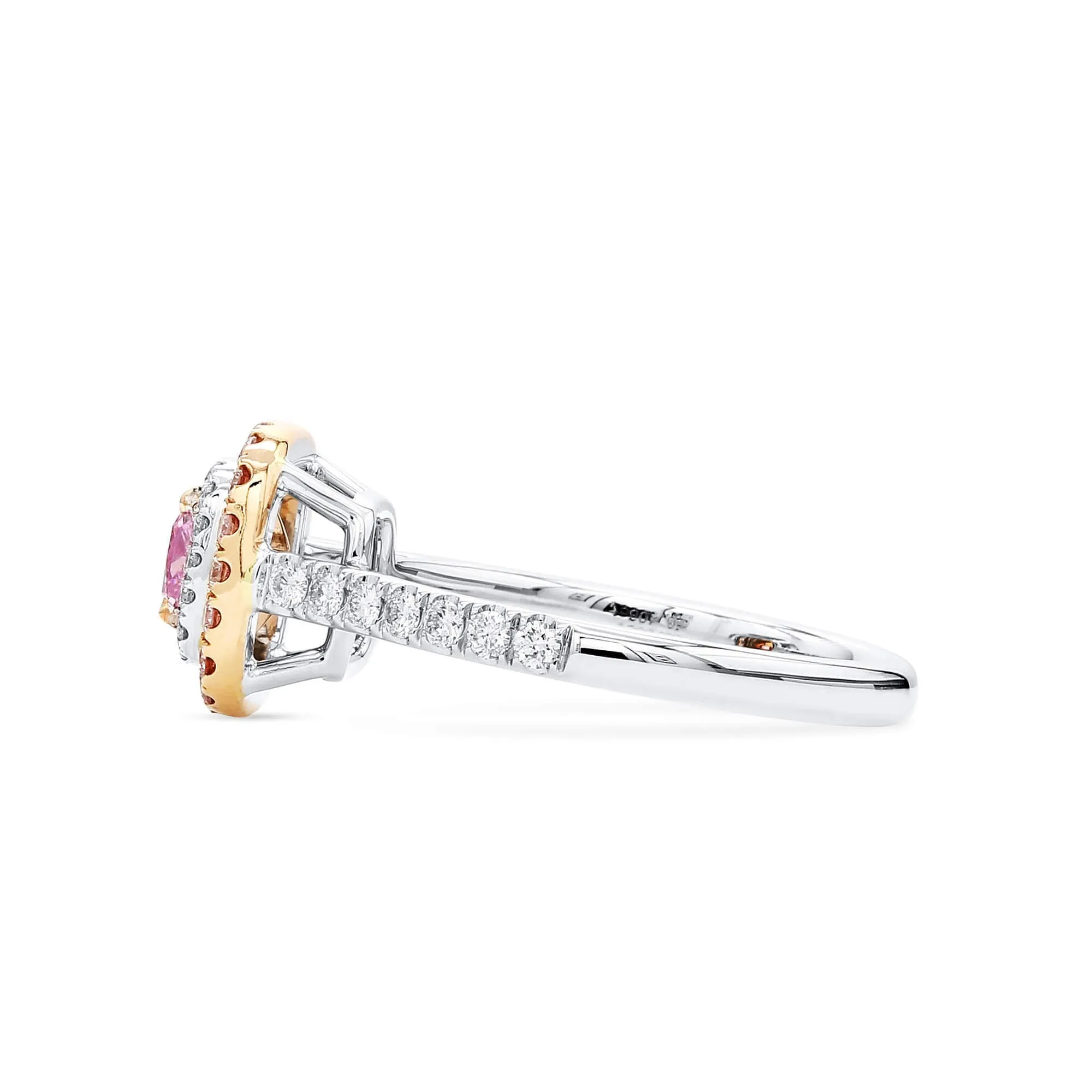 Very Light Pink Diamond Ring, 0.91 Ct. TW, Radiant shape, GIA Certified,Rings Colored Diamond