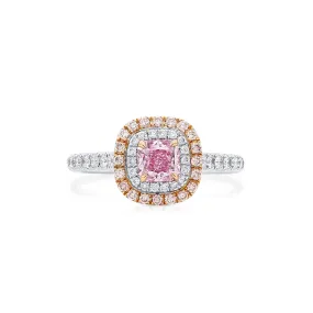 Very Light Pink Diamond Ring, 0.91 Ct. TW, Radiant shape, GIA Certified,Rings Colored Diamond