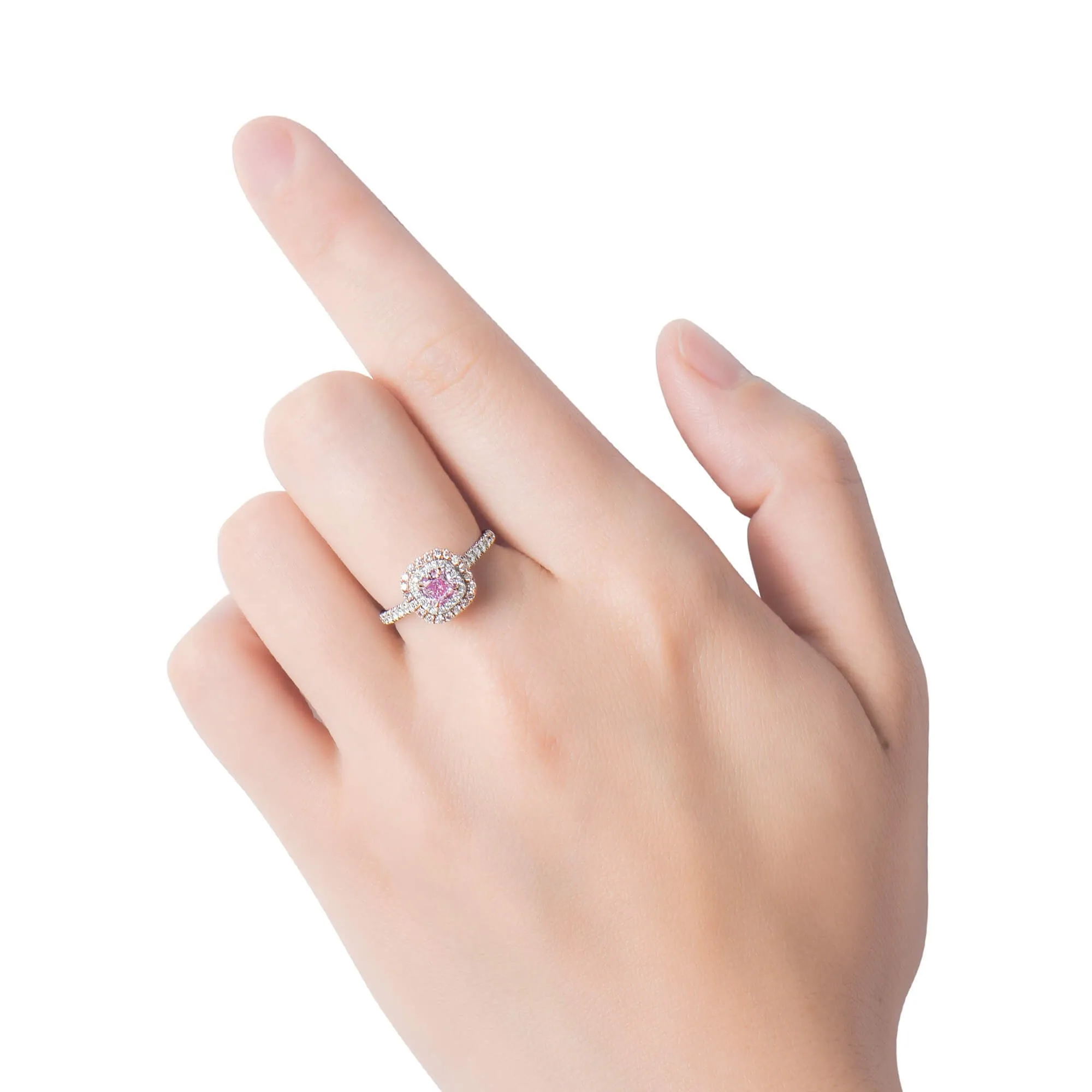 Very Light Pink Diamond Ring, 0.91 Ct. TW, Radiant shape, GIA Certified,Rings Colored Diamond