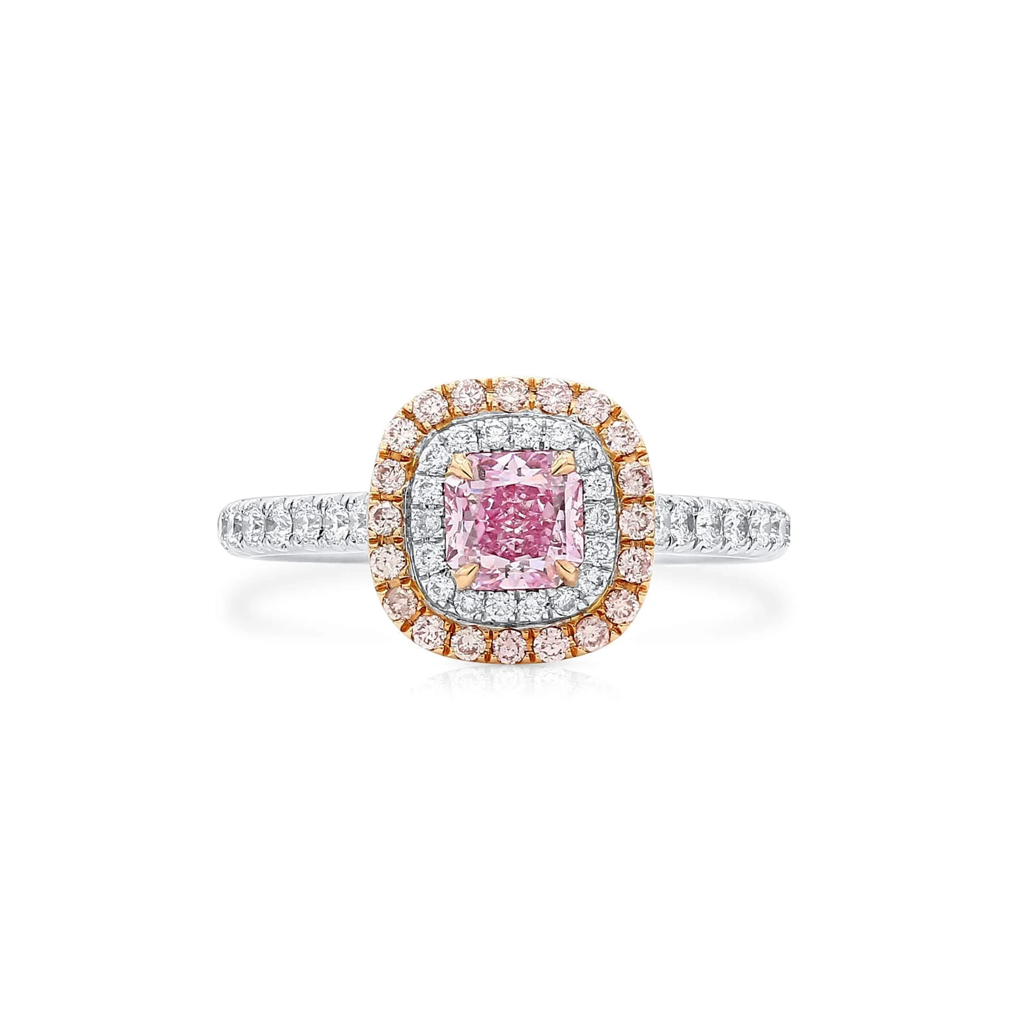 Very Light Pink Diamond Ring, 0.91 Ct. TW, Radiant shape, GIA Certified,Rings Colored Diamond