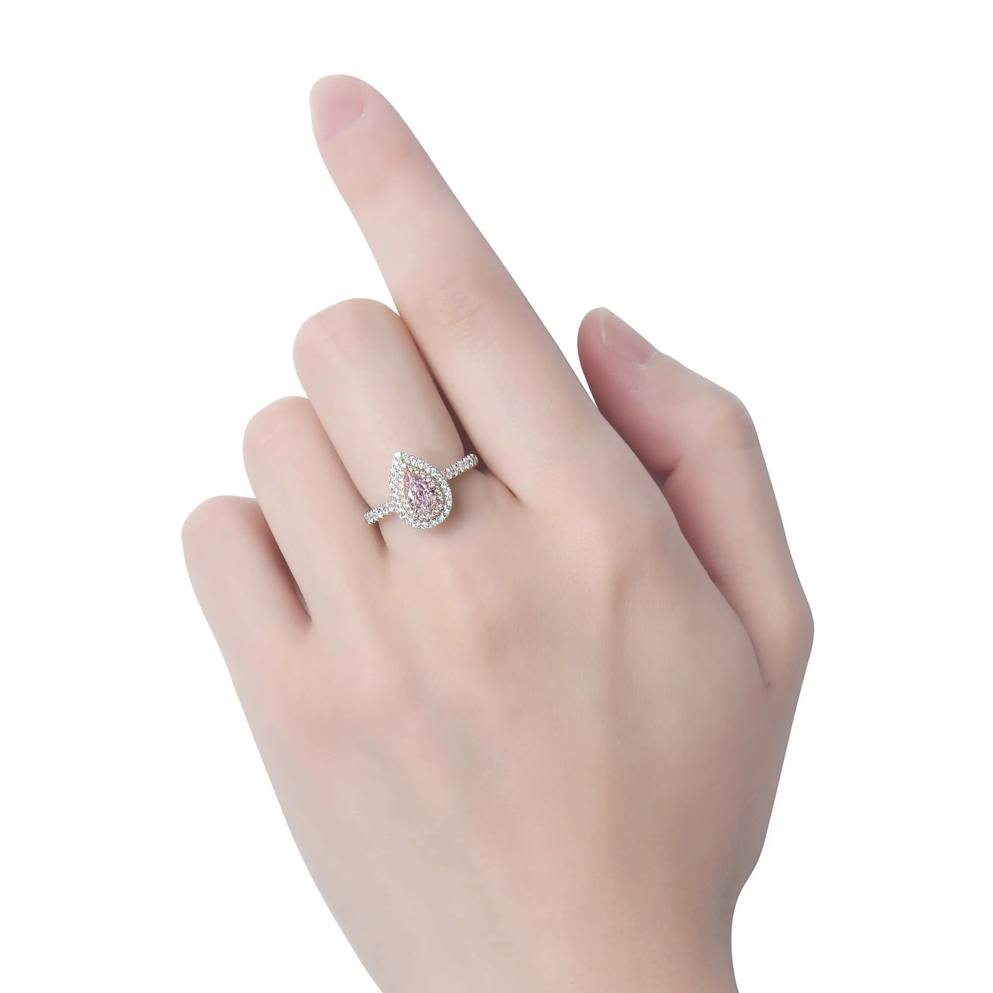 Very Light Pink Diamond Ring, 1.23 Ct. TW, Pear shape, GIA Certified,Rings Colored Diamond