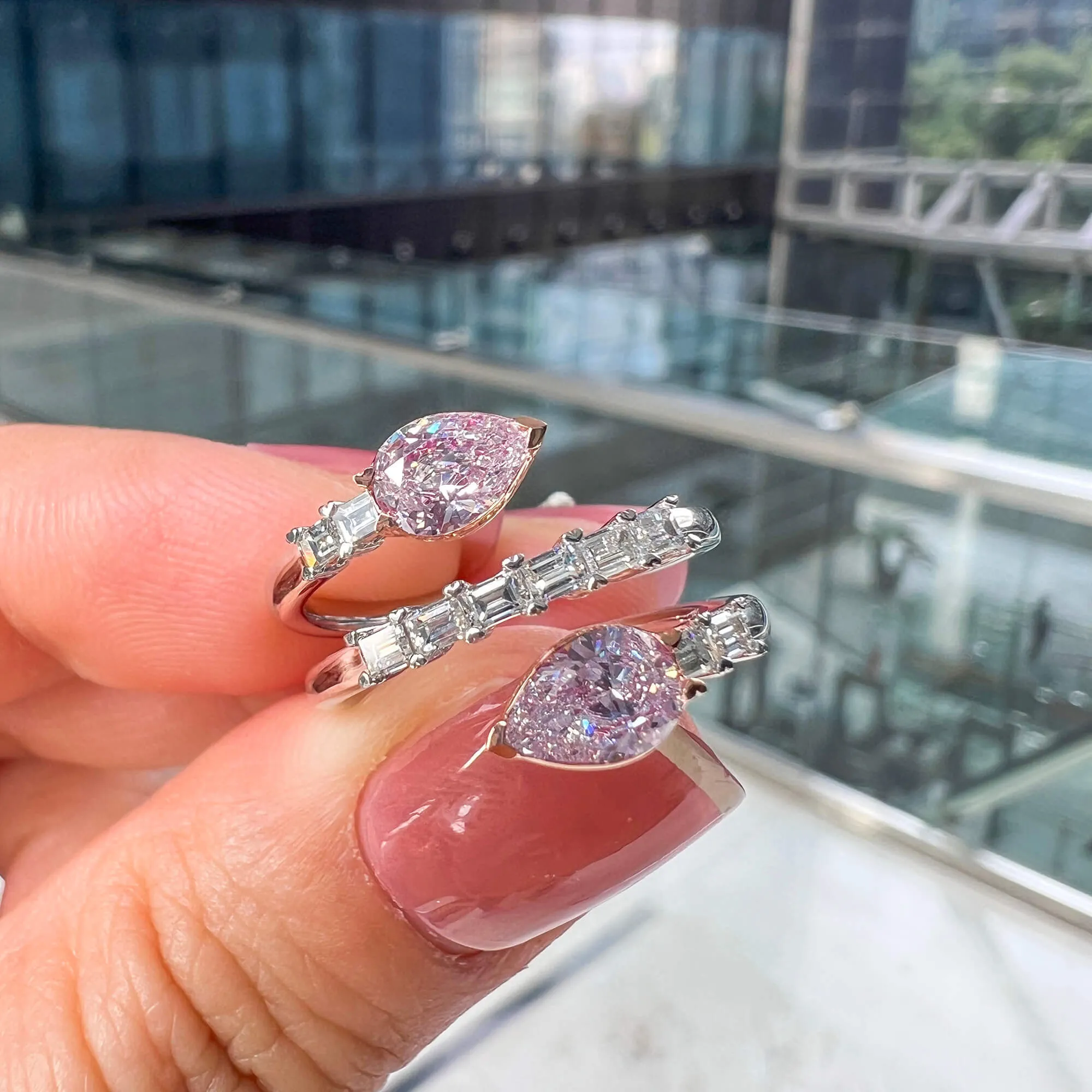Very Light Pink Diamond Ring, 1.33 Ct. TW, Pear shape, GIA Certified,Rings Colored Diamond