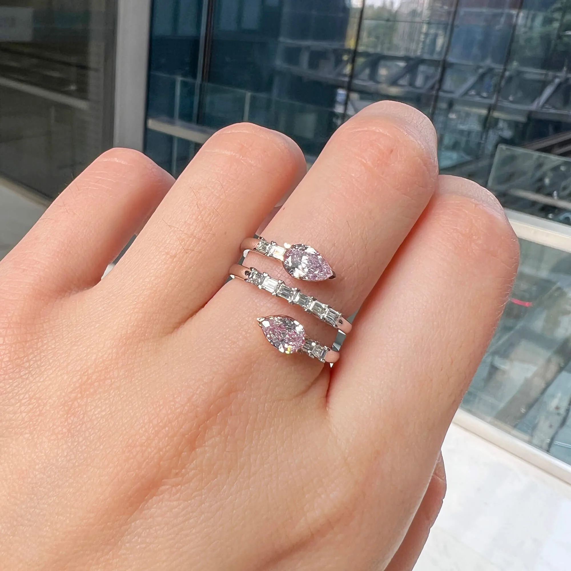 Very Light Pink Diamond Ring, 1.33 Ct. TW, Pear shape, GIA Certified,Rings Colored Diamond