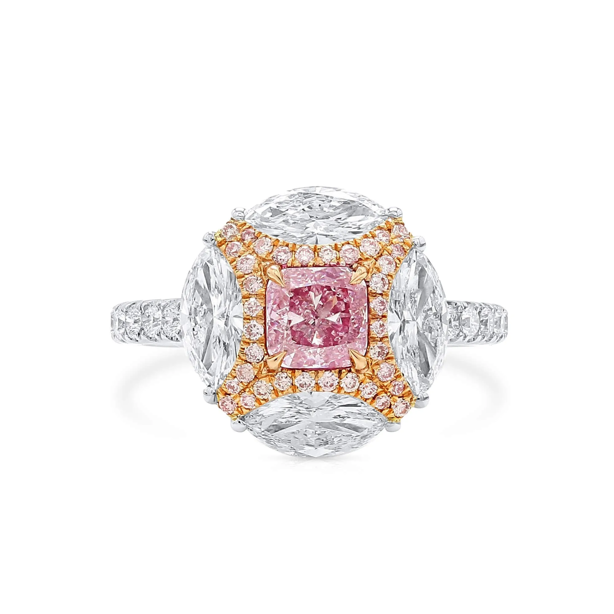 Very Light Pink Diamond Ring, 2.31 Ct. TW, Cushion shape, GIA Certified,Rings Colored Diamond