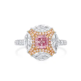 Very Light Pink Diamond Ring, 2.31 Ct. TW, Cushion shape, GIA Certified,Rings Colored Diamond