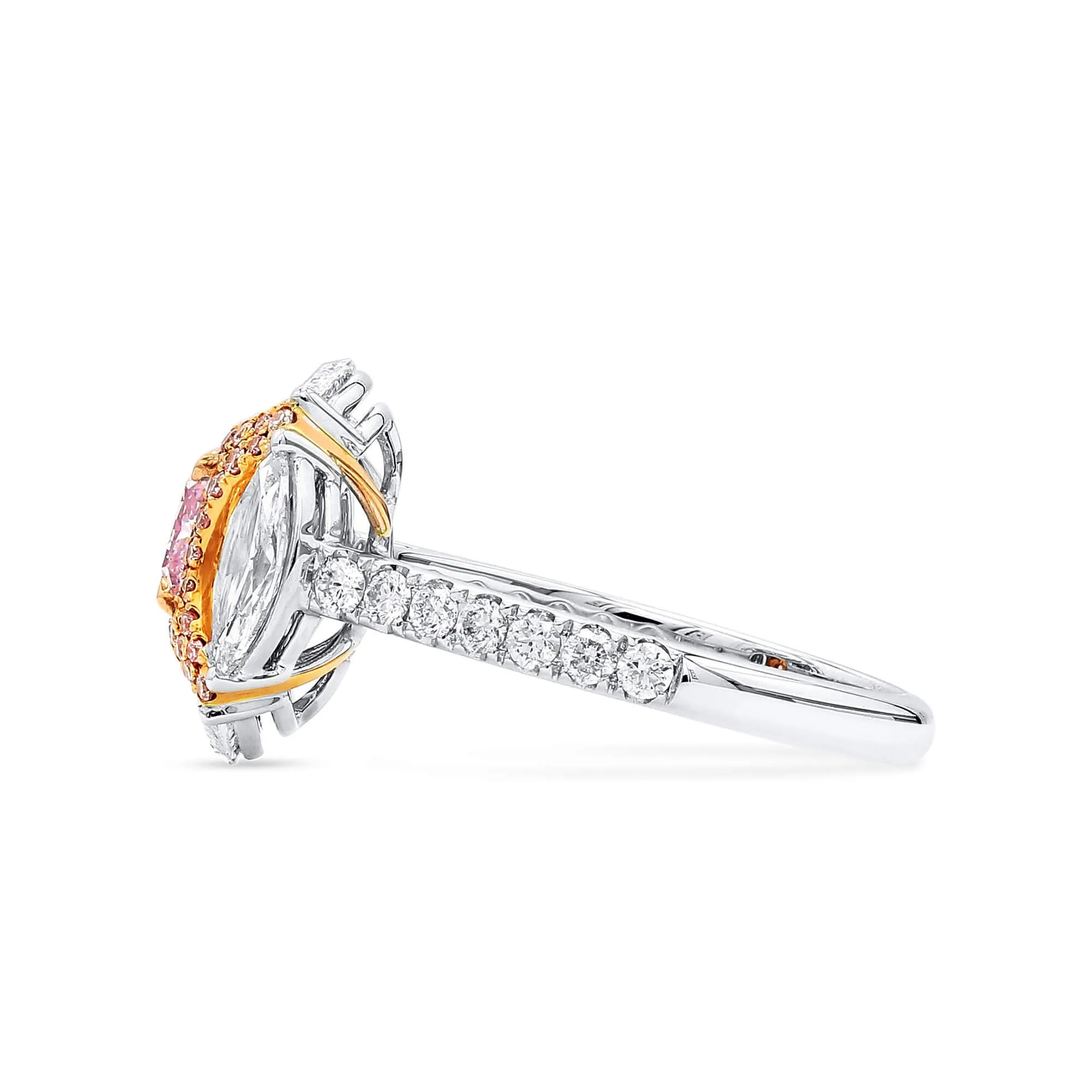Very Light Pink Diamond Ring, 2.31 Ct. TW, Cushion shape, GIA Certified,Rings Colored Diamond