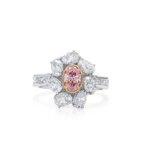 Very Light Pink Diamond Ring, 2.71 Ct. TW, Oval shape, GIA Certified,Rings Colored Diamond