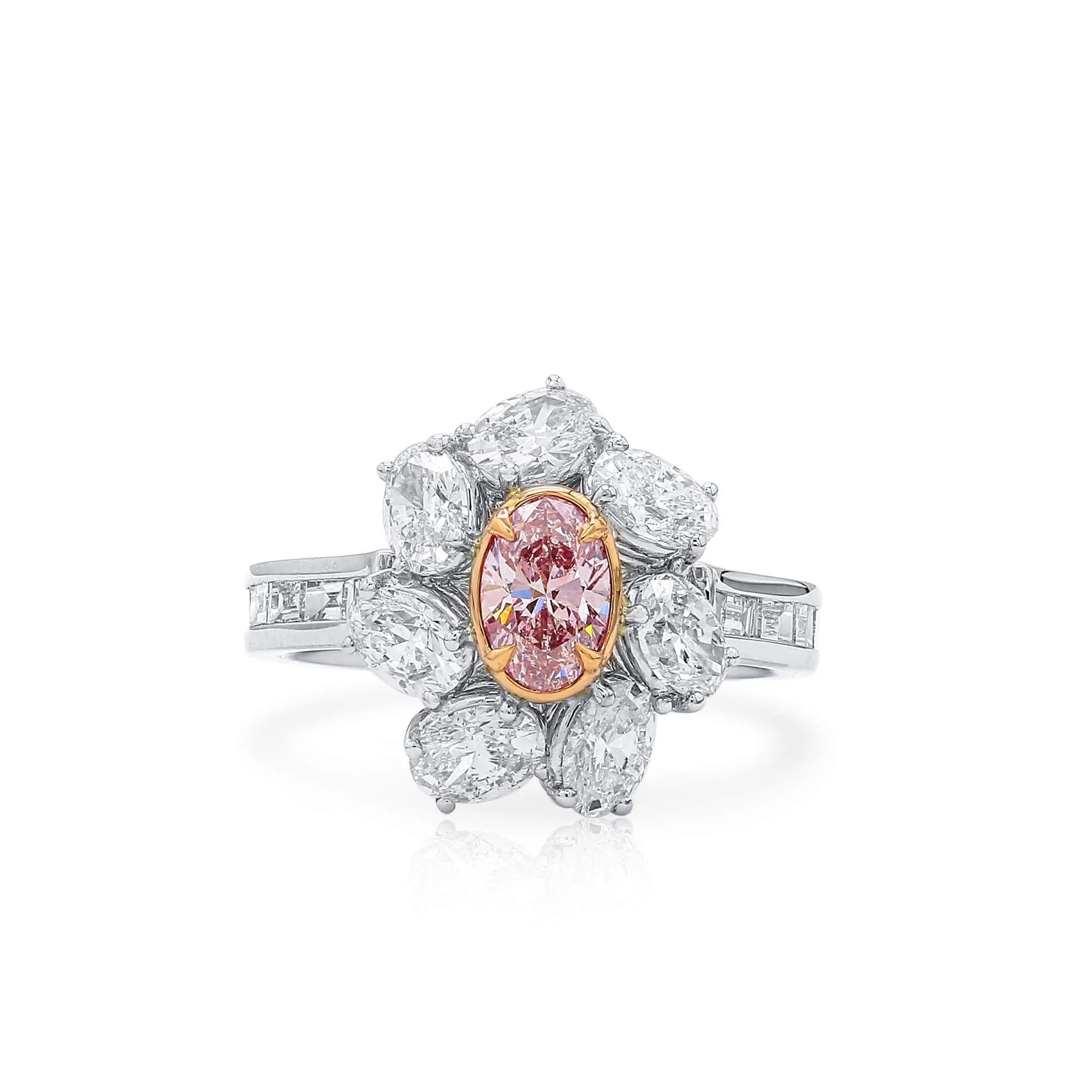 Very Light Pink Diamond Ring, 2.71 Ct. TW, Oval shape, GIA Certified,Rings Colored Diamond