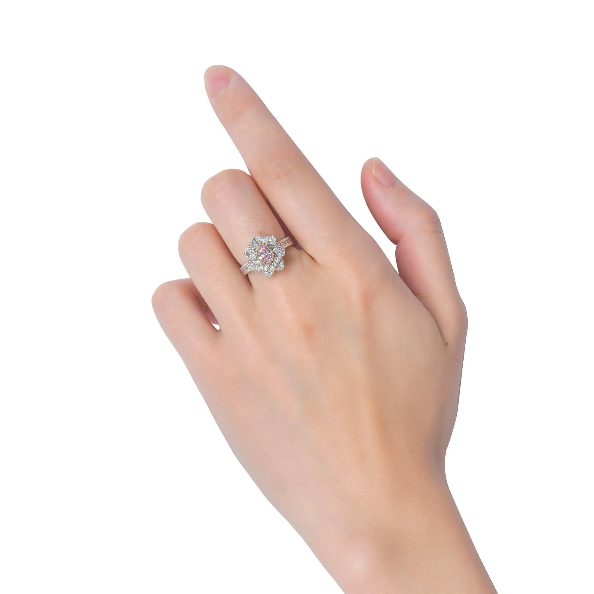 Very Light Pink Diamond Ring, 2.71 Ct. TW, Oval shape, GIA Certified,Rings Colored Diamond