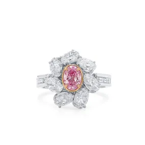 Very Light Pink Diamond Ring, 2.80 Ct. TW, Oval shape, GIA Certified,Rings Colored Diamond