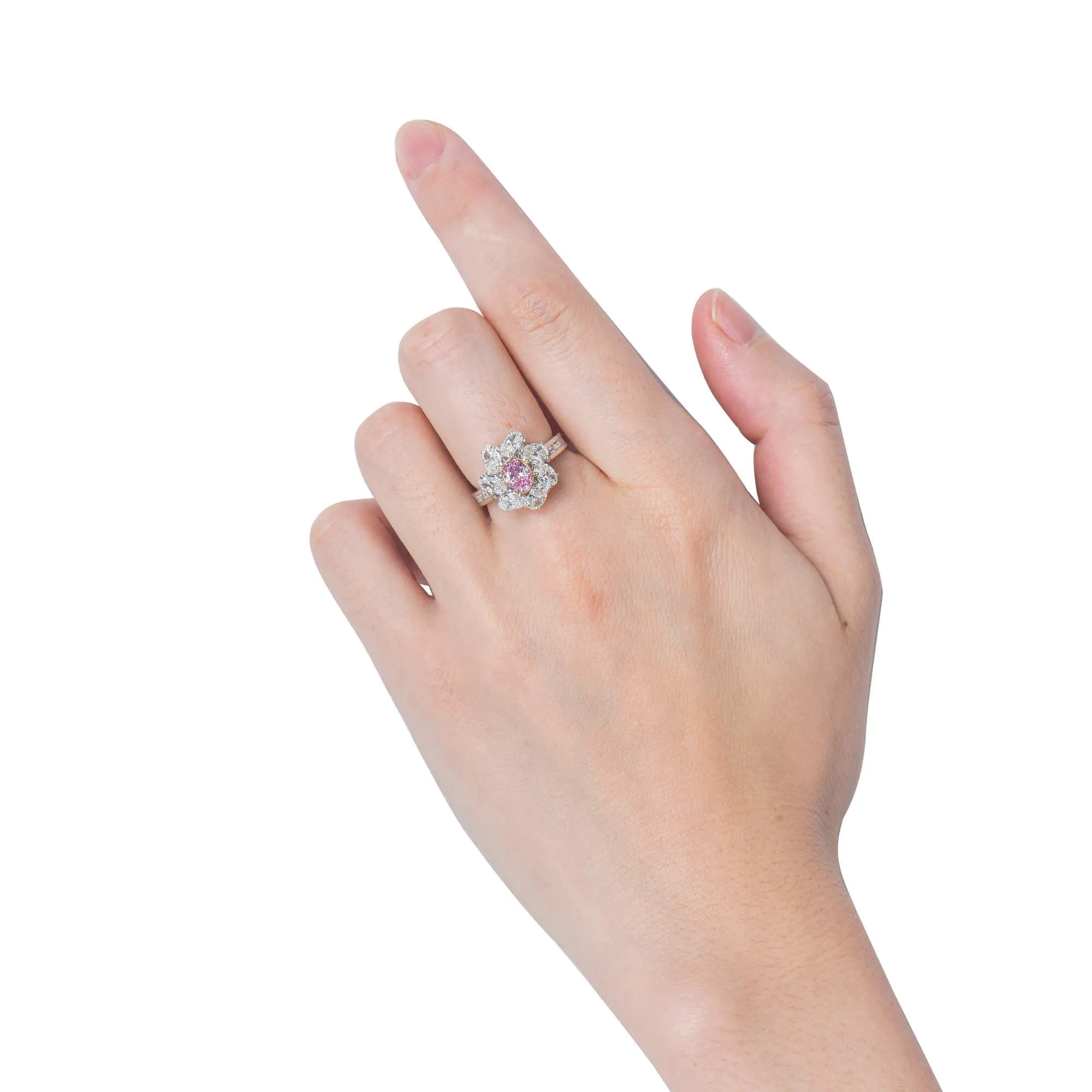 Very Light Pink Diamond Ring, 2.80 Ct. TW, Oval shape, GIA Certified,Rings Colored Diamond