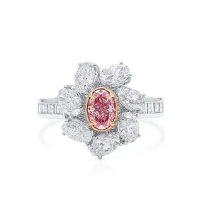 Very Light Pink Diamond Ring, 2.82 Ct. TW, Oval shape, GIA Certified,Rings Colored Diamond