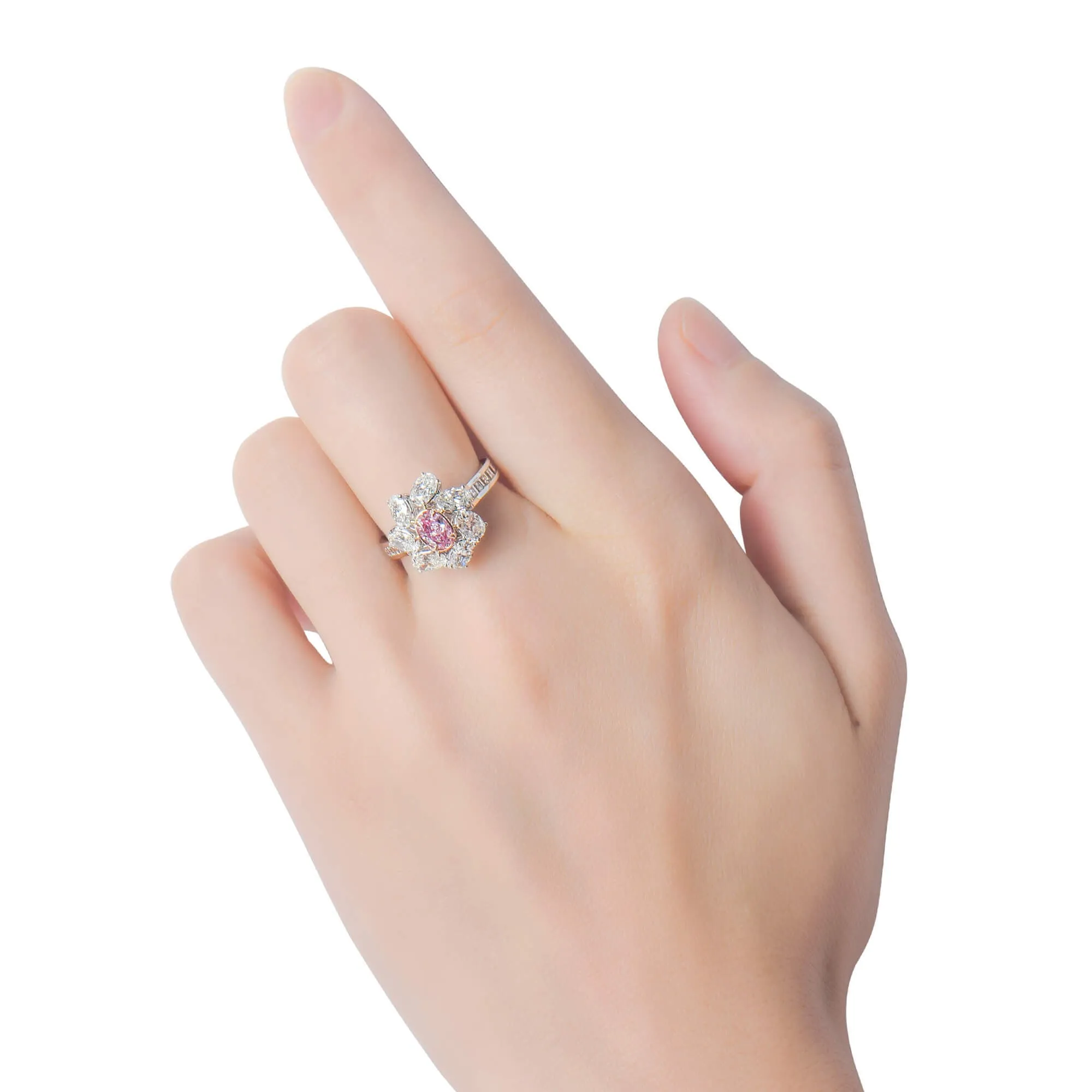 Very Light Pink Diamond Ring, 2.82 Ct. TW, Oval shape, GIA Certified,Rings Colored Diamond