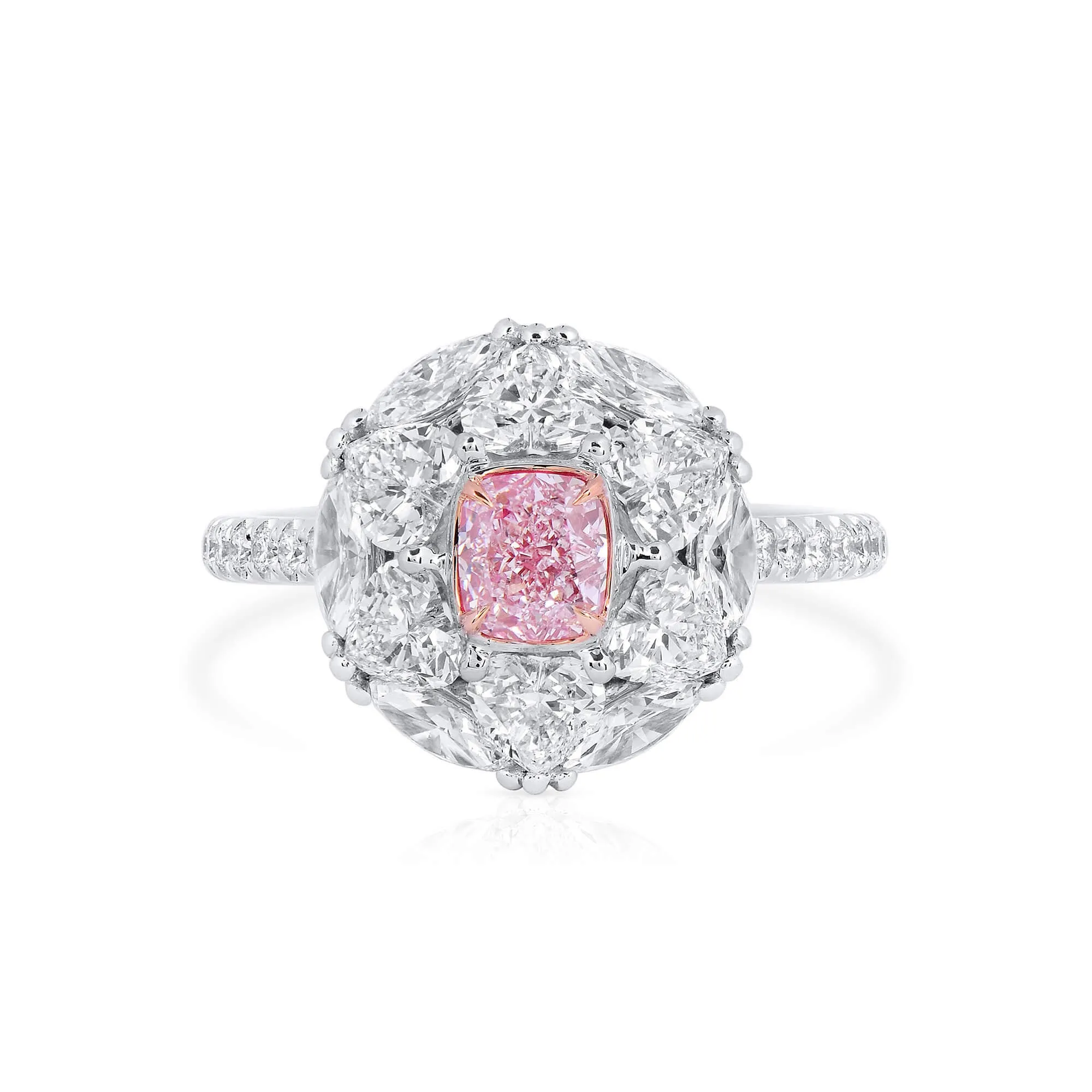 Very Light Pink Diamond Ring, 2.83 Ct. TW, Cushion shape, GIA Certified,Rings Colored Diamond
