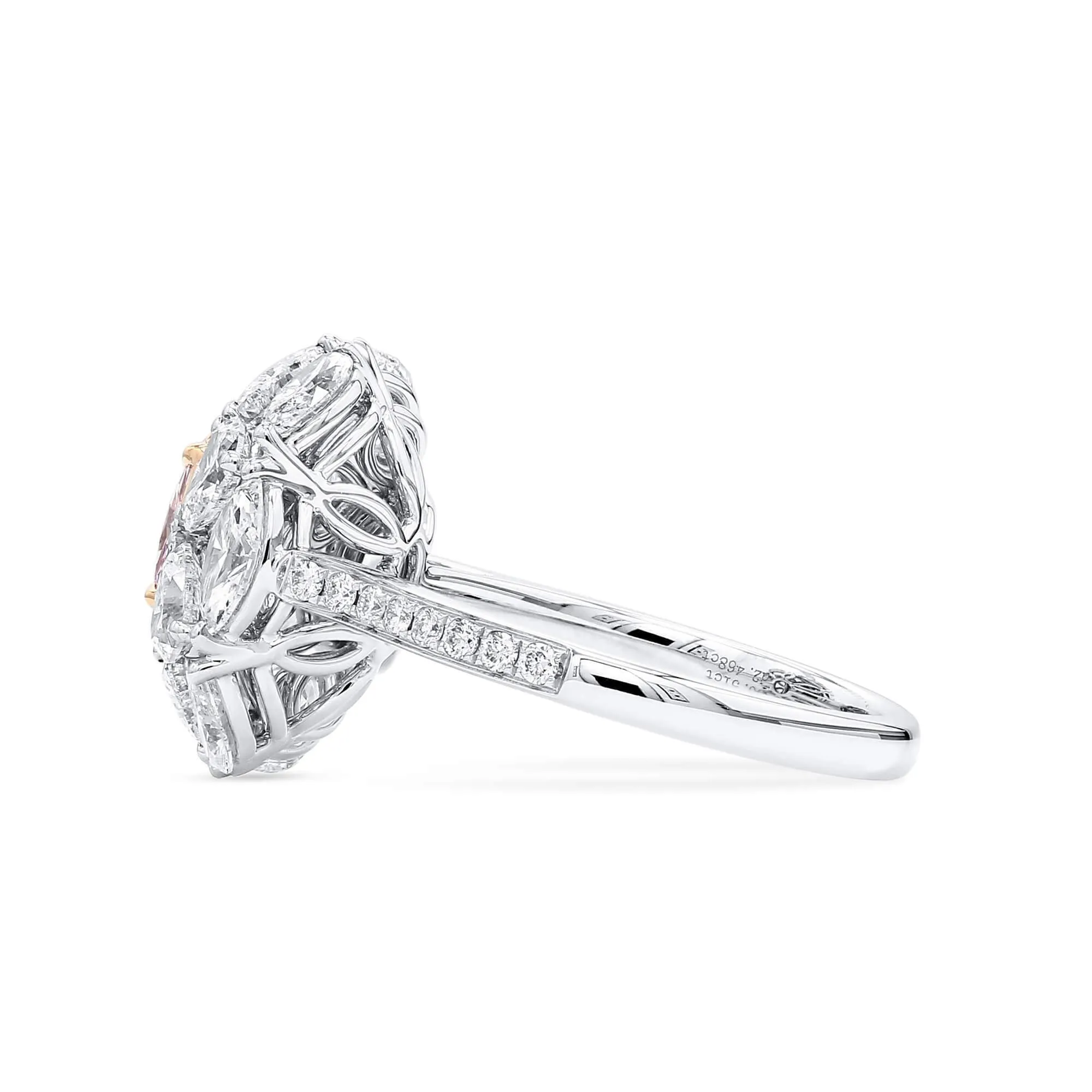 Very Light Pink Diamond Ring, 2.97 Ct. TW, Oval shape, GIA Certified,Rings Colored Diamond