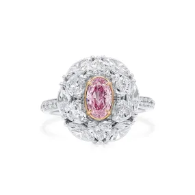 Very Light Pink Diamond Ring, 2.97 Ct. TW, Oval shape, GIA Certified,Rings Colored Diamond