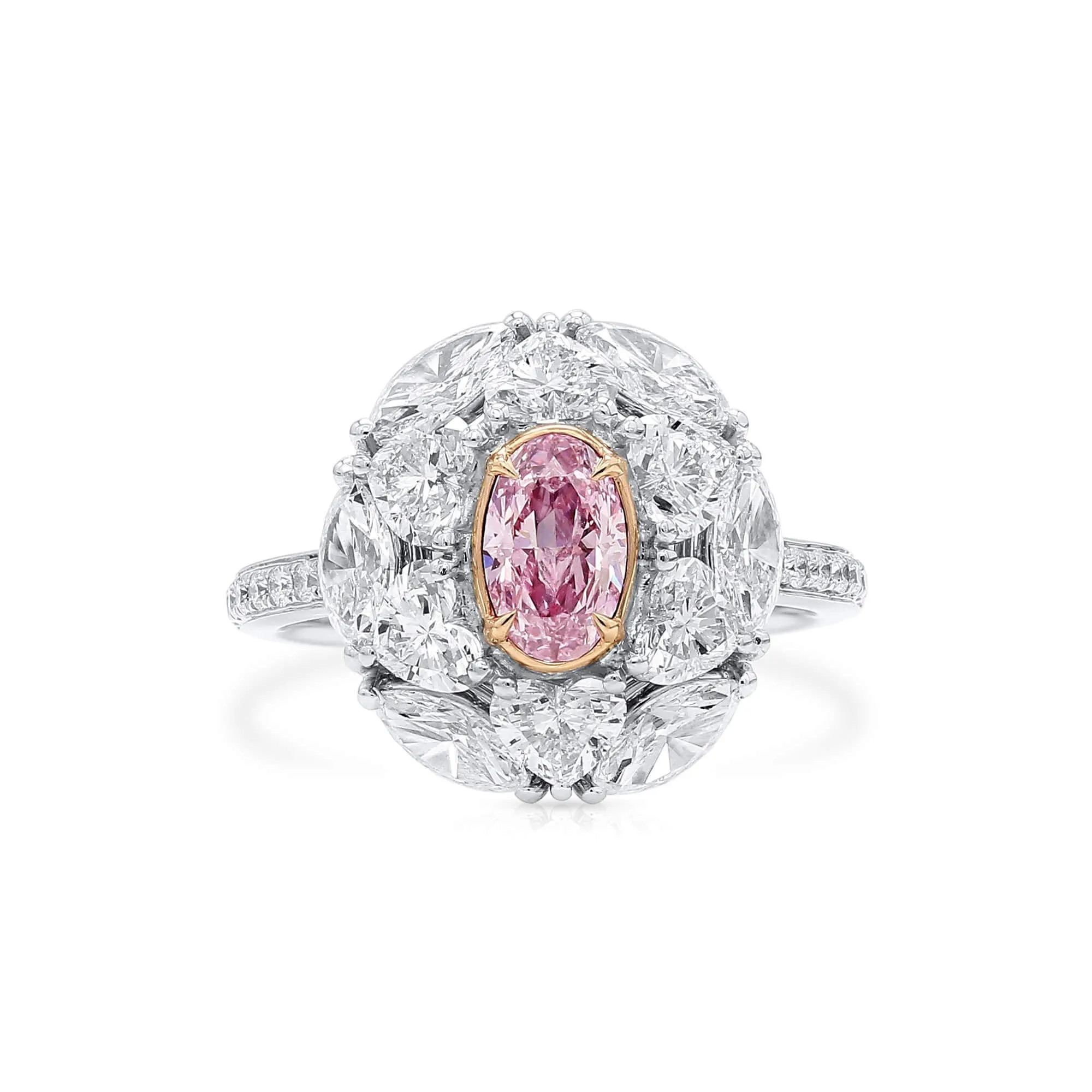 Very Light Pink Diamond Ring, 2.97 Ct. TW, Oval shape, GIA Certified,Rings Colored Diamond