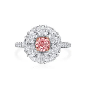 Very Light Pink Diamond Ring, 3.04 Ct. TW, Cushion shape, GIA Certified,Rings Colored Diamond