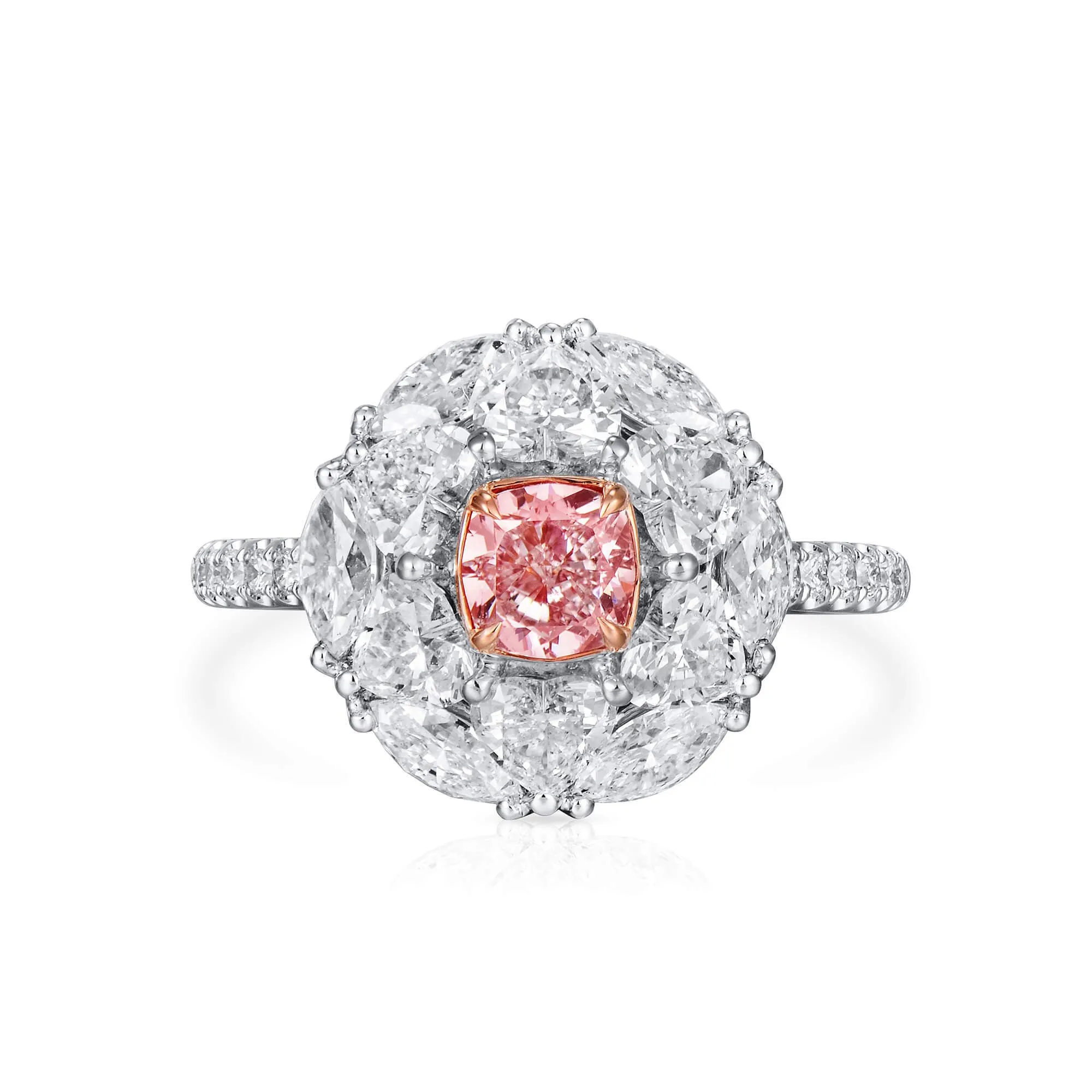 Very Light Pink Diamond Ring, 3.04 Ct. TW, Cushion shape, GIA Certified,Rings Colored Diamond