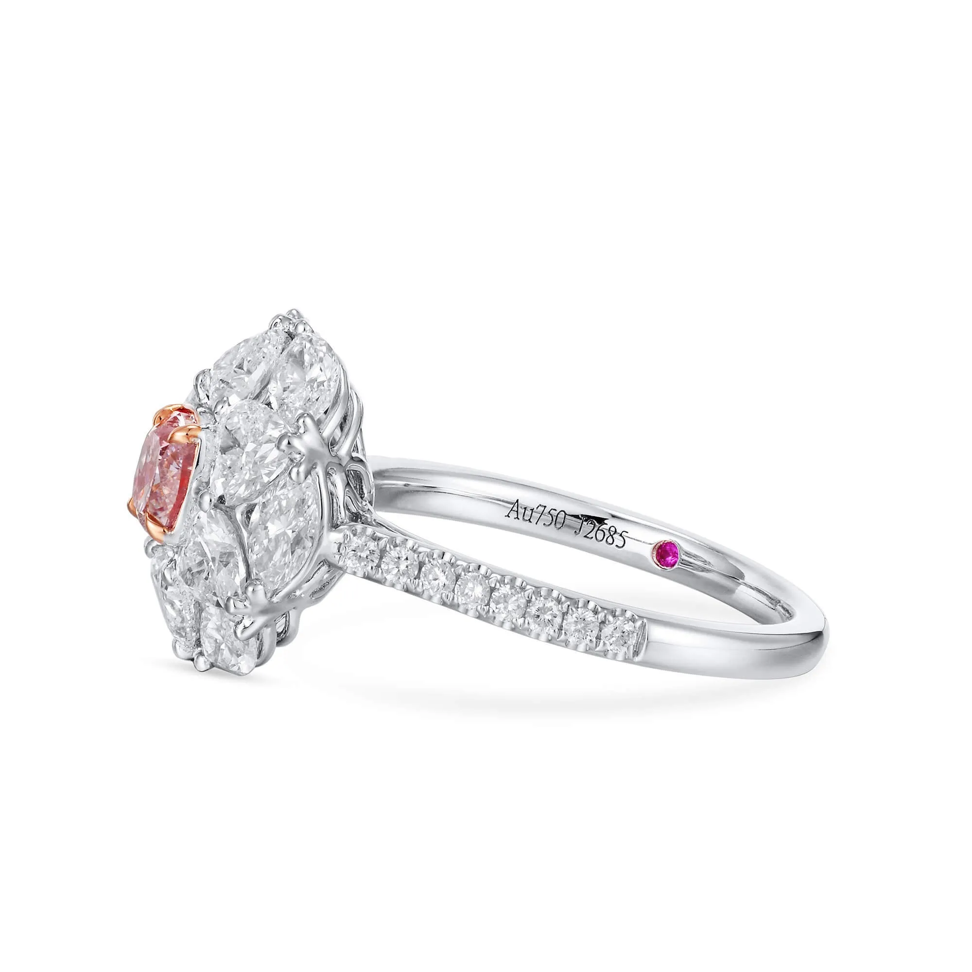 Very Light Pink Diamond Ring, 3.04 Ct. TW, Cushion shape, GIA Certified,Rings Colored Diamond