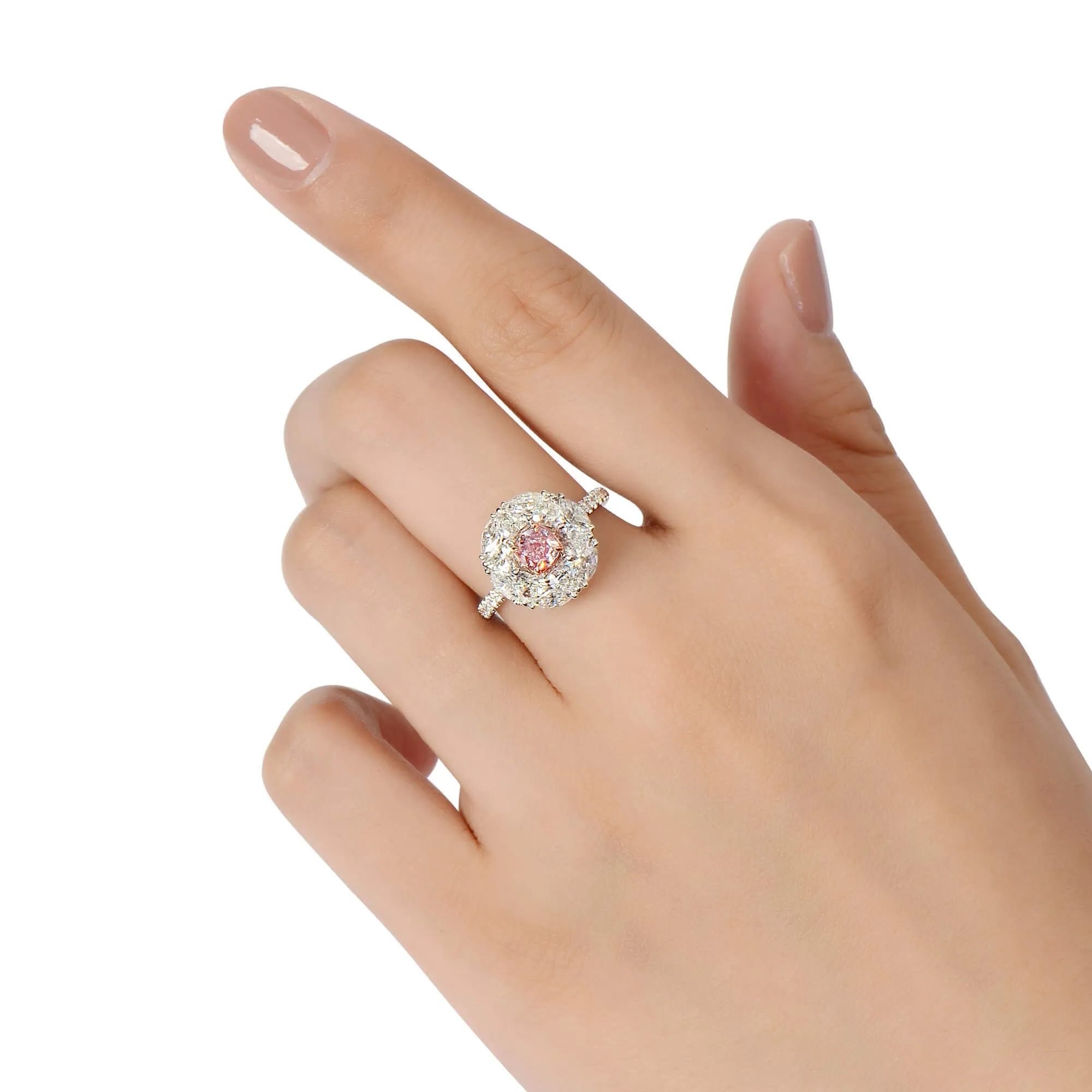 Very Light Pink Diamond Ring, 3.04 Ct. TW, Cushion shape, GIA Certified,Rings Colored Diamond