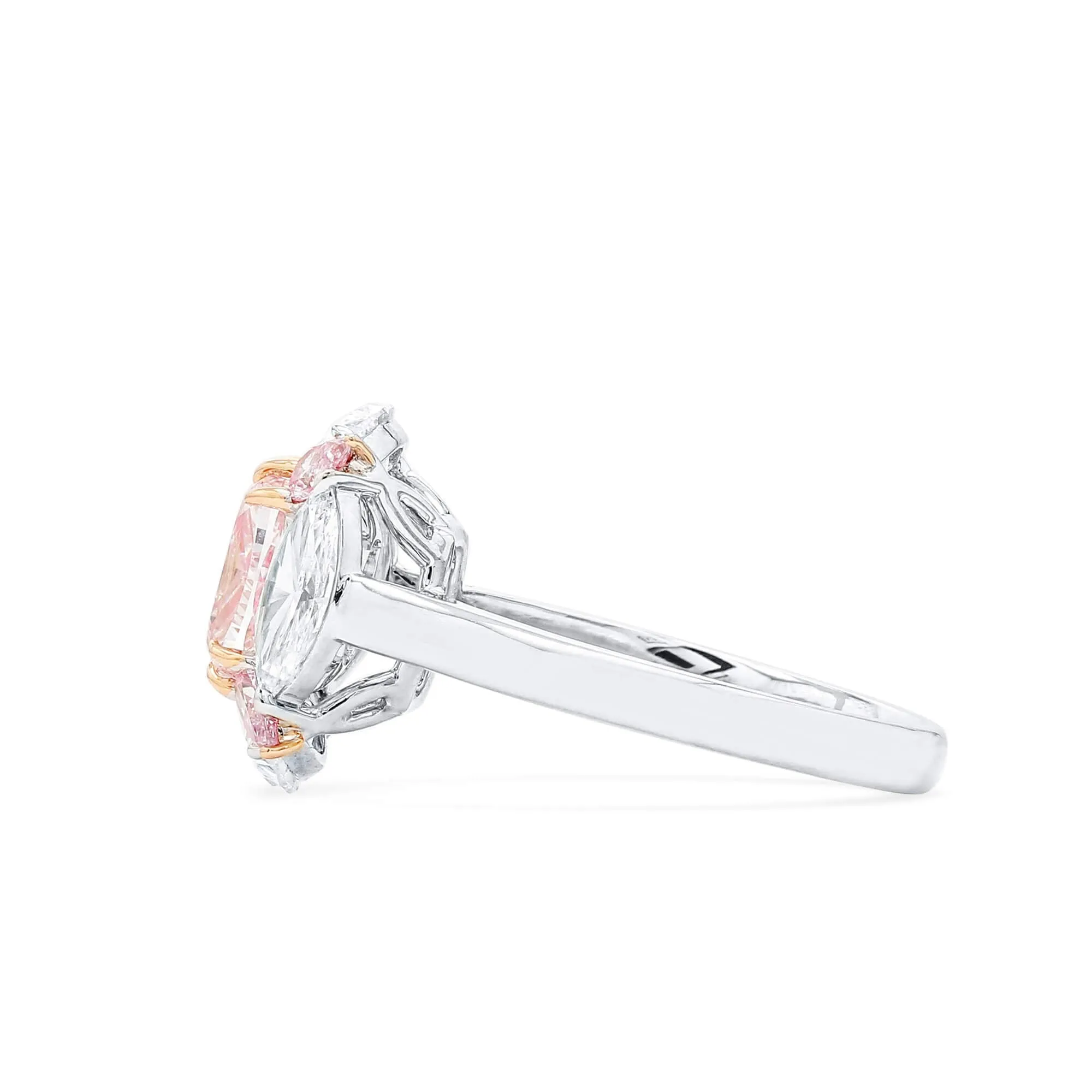 Very Light Pink Diamond Ring, 3.66 Ct. TW, Cushion shape, GIA Certified,Rings Colored Diamond