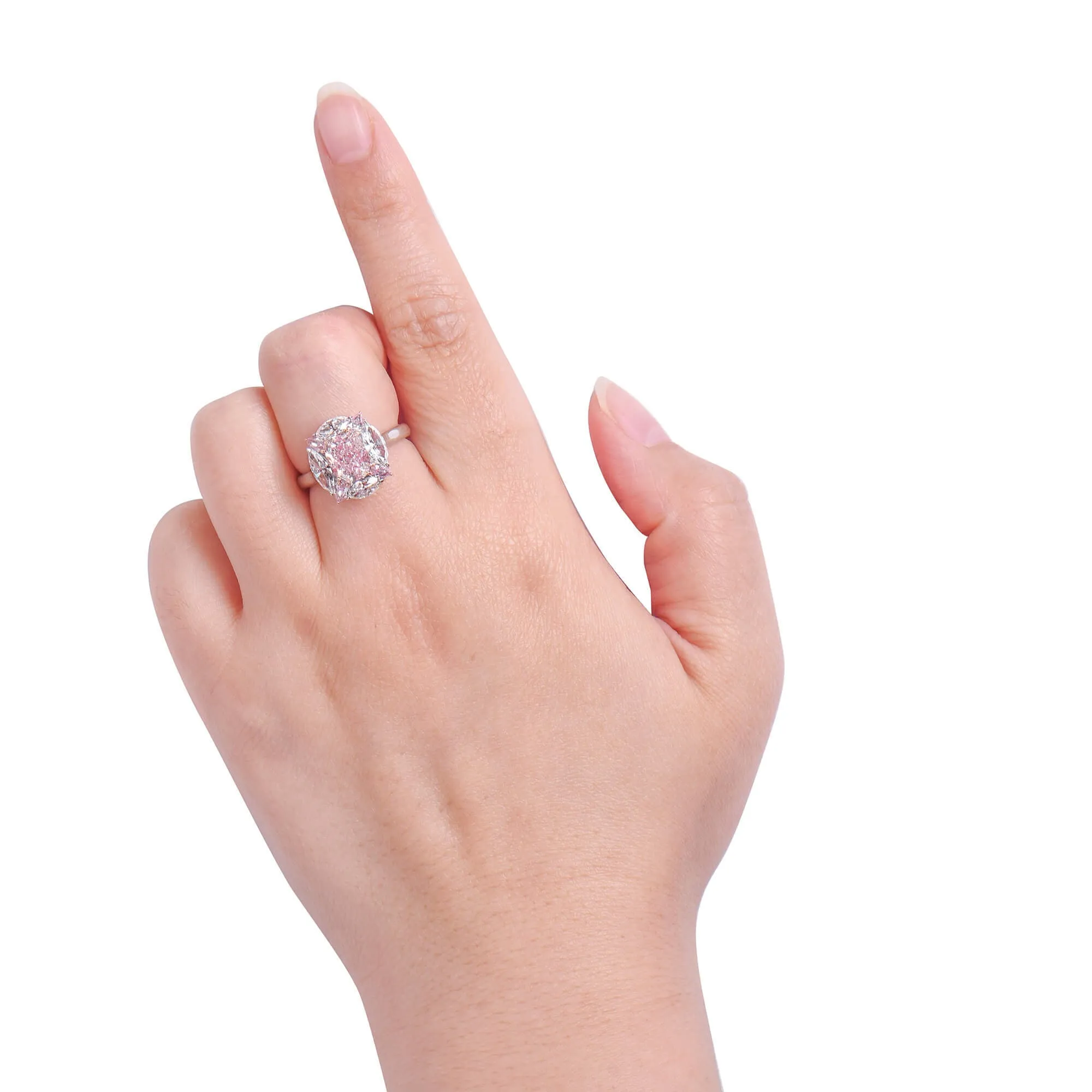 Very Light Pink Diamond Ring, 3.66 Ct. TW, Cushion shape, GIA Certified,Rings Colored Diamond